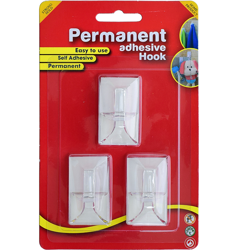 SH4.004 Clear Adhesive Plastic Large Hook
