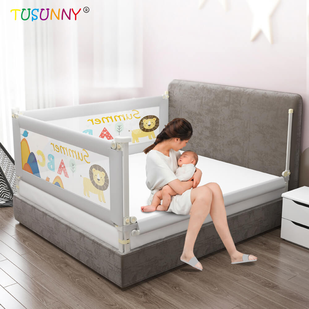 SH23.003 Folding Baby Safety Twin 1Set Protection Fence Breathable Babyproof Infant Crib Bed Rail Babies Barrier