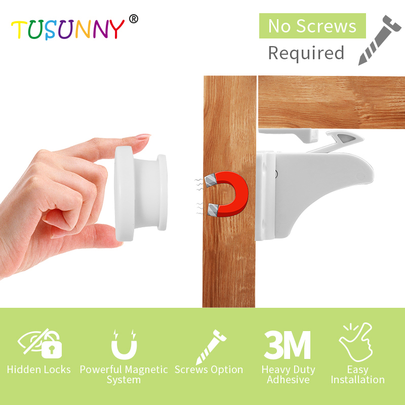 SH1.106D Child Safety Lock Magnetic Cabinet Locks For Child Safety Kit Secure Kitchen Cupboards With Baby Proofing Cabinets Locks