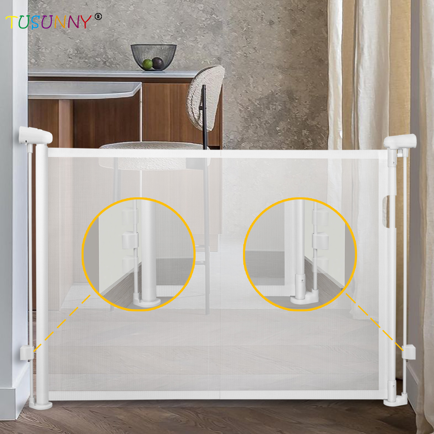 SH20.006DB-CD Easy Installation Baby Safety Gate Baby Retractable Foldable Stair Gate