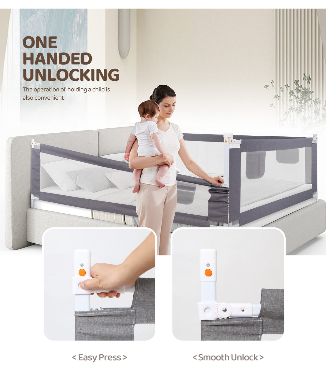 Adjustable Foldable Baby Safety Bed Rail